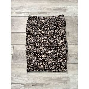 Vince Camuto, leopard ruched knee length skirt size S